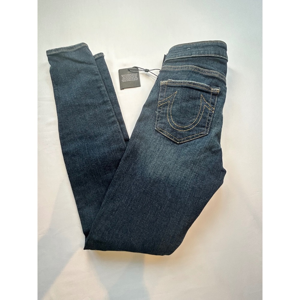 True Religion Halle Super Skinny Jeans Women 24 Dark Distressed 204609